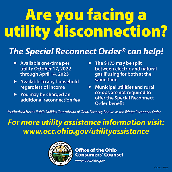 Special Reconnect Order Office of the Ohio Consumers' Counsel