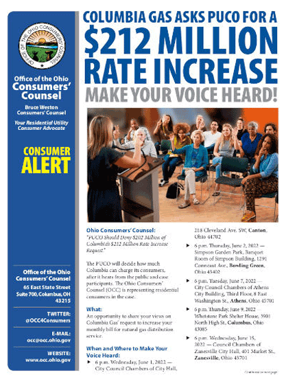 Factsheet Columbia Gas Rate Asks PUCO for $212 Million Rate Increase