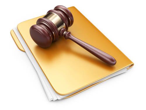 A gavel on a folder