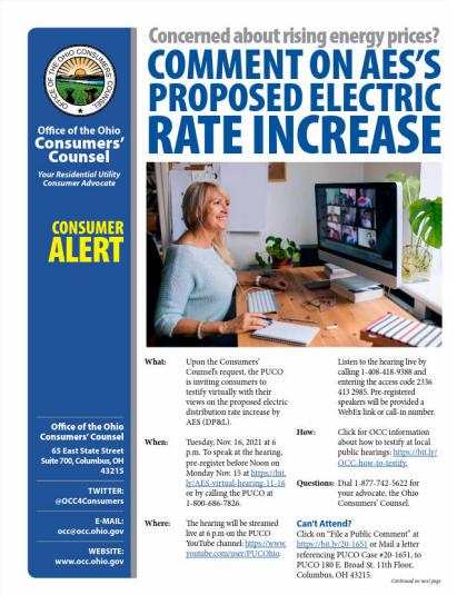 Comment on AES Proposed Electric Rate Increase